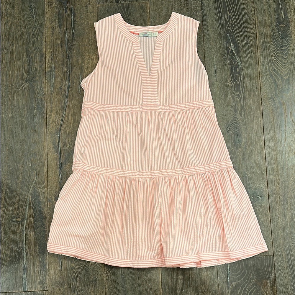 Vineyard Vines Pink Seersucker Sleeveless Women’s Dress - Performance Fabric